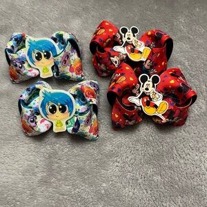 Disney Character Hair Bow Set - Red and Multicolor